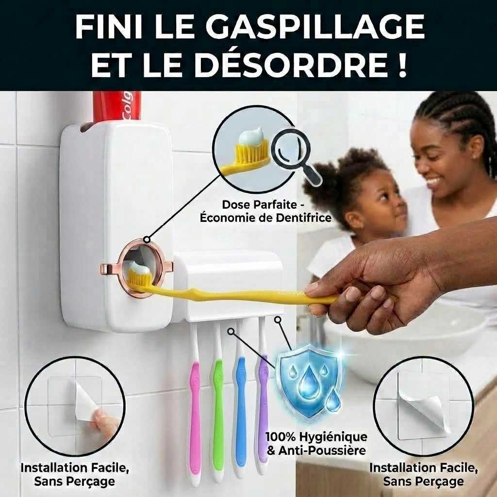 Distributeur automatique de dentifrice avec porte-brosses à dents